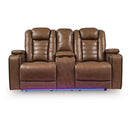  Signature Design by Ashley Gruaro PCU1420018 Power Reclining Loveseat with Console  & Adjutasble Headrest IMAGE 1